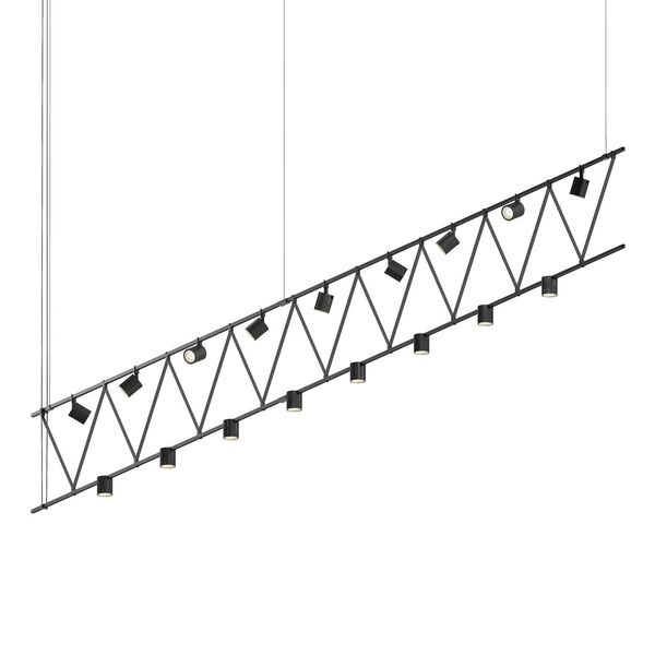 Suspenders Satin Black 14-Feet 17-Light LED Linear Chandelier, image 1