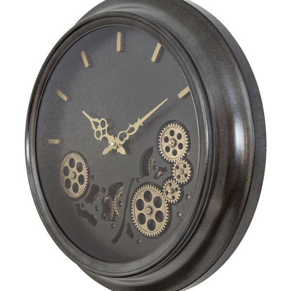 Black and Gold 19-Inch Round Gear Clock, image 2