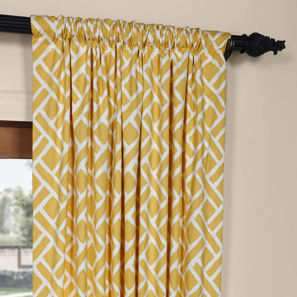 Martinique Yellow Printed Cotton Single Single Curtain Panel Panel 50 x 84, image 3