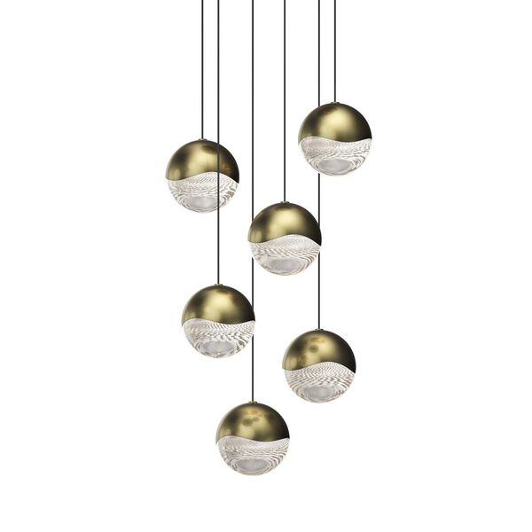 Grapes Brass Six-Light 3000K Round LED Pendant, image 1