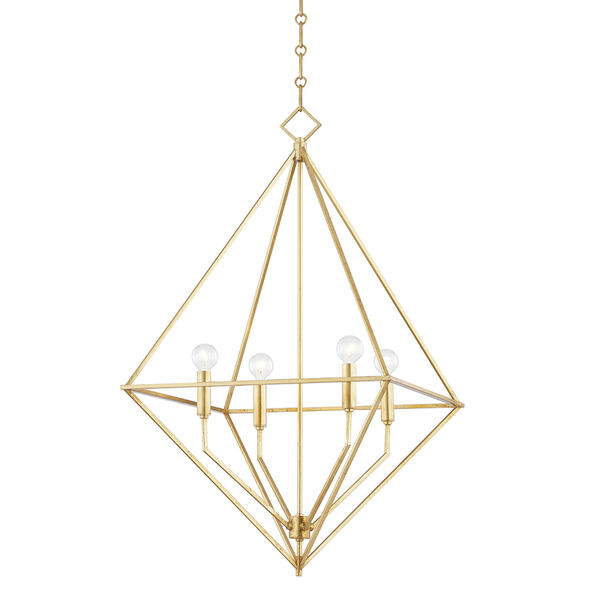 Haines Gold Leaf 24-Inch Four-Light Pendant, image 1