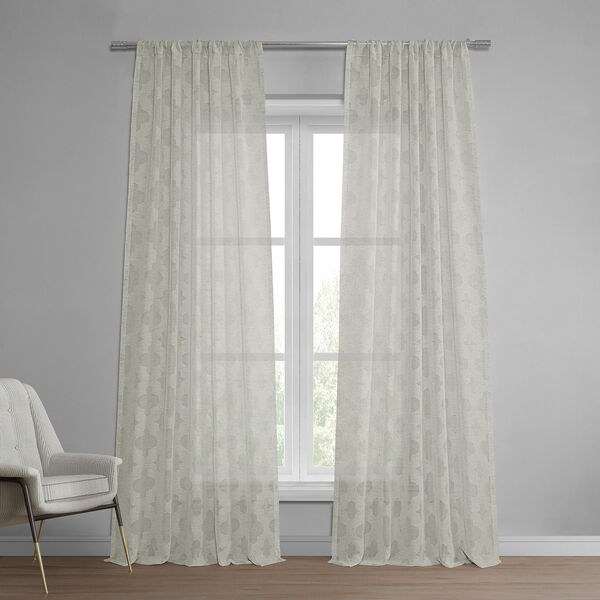 Ivory Tile Patterned Faux Linen Single Panel Curtain 50 x 96, image 1