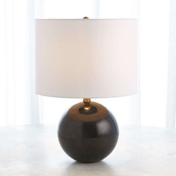Black and Brass Marble Sphere Lamp, image 1