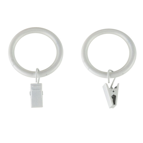 White One-Inch Noise-Canceling Curtain Rings with Clip, Set of 10, image 2
