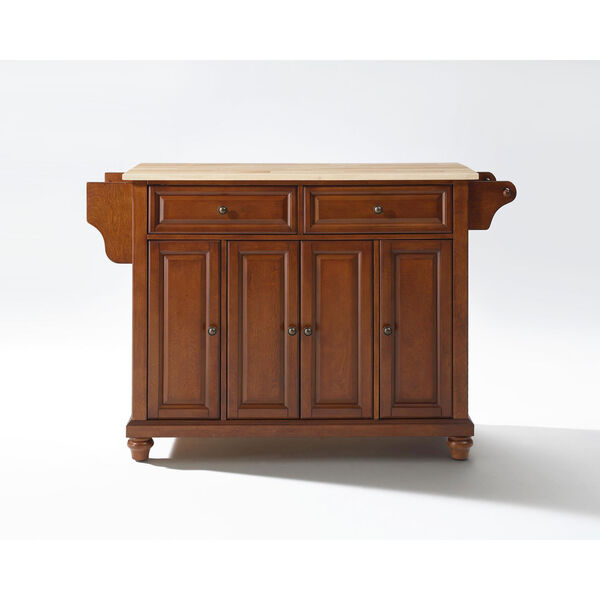Cambridge Natural Wood Top Kitchen Island in Classic Cherry Finish, image 1