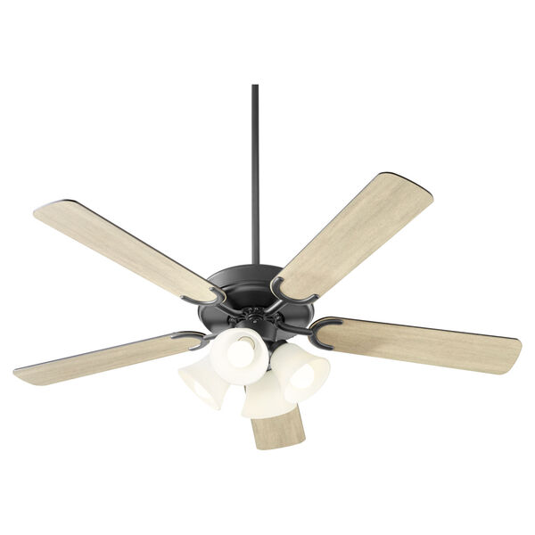 Virtue Matte Black Four-Light 52-Inch Ceiling Fan with Satin Opal Glass, image 3