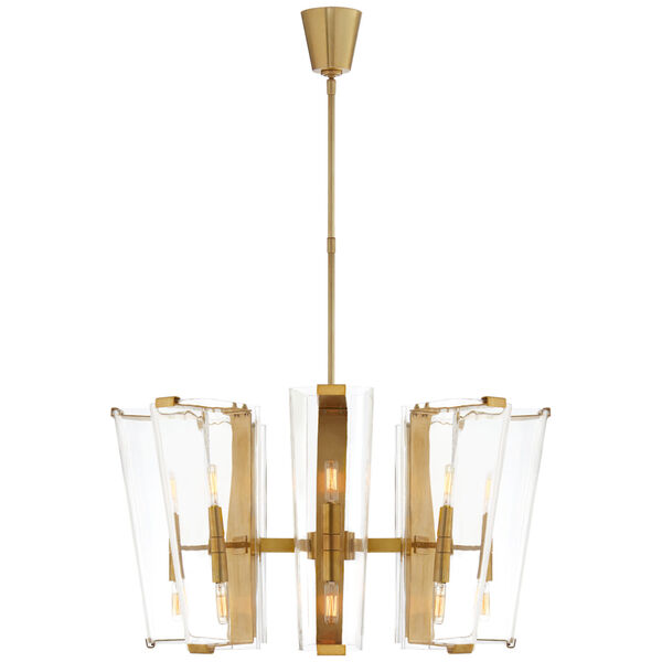 Alpine Medium Chandelier in Hand-Rubbed Antique Brass with Clear Glass by AERIN, image 1