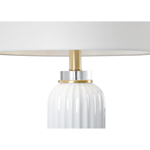 White Glaze and Antique Brass One-Light Ceramic Table Lamp, image 2