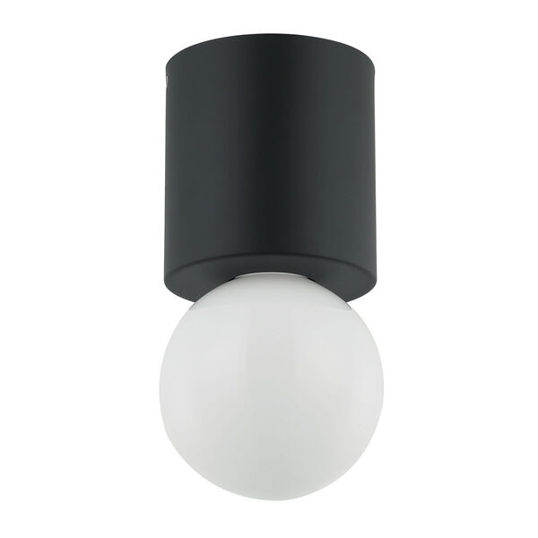 Theron Matte Black One-Light Flush Mount with White Shade, image 1