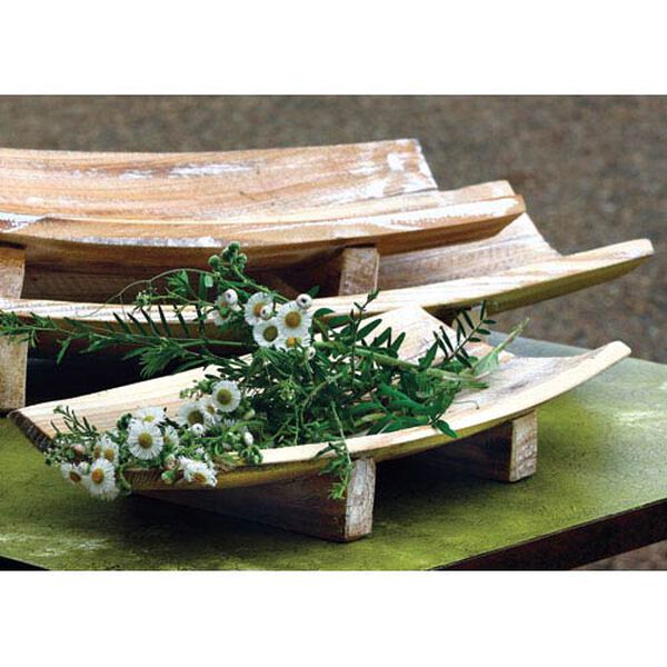 Rectangle Curved Wooden Bowls, Set of Three, image 1