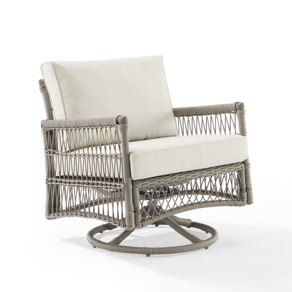 Thatcher Creme and Driftwood Outdoor Wicker Swivel Rocker Chair, image 6