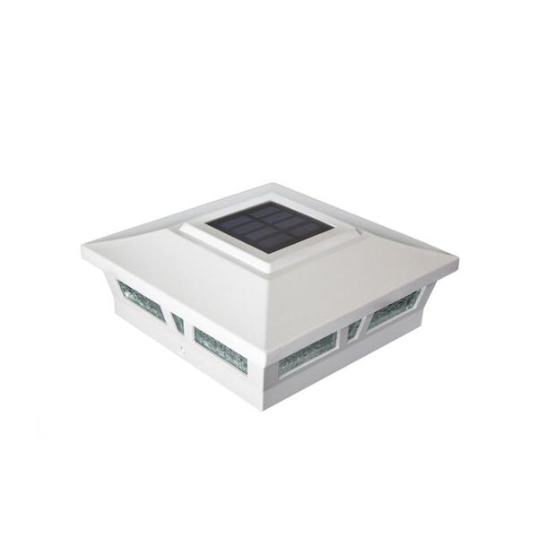 White Aluminum Oxford 6X6 LED Solar Powered Post Cap, image 1