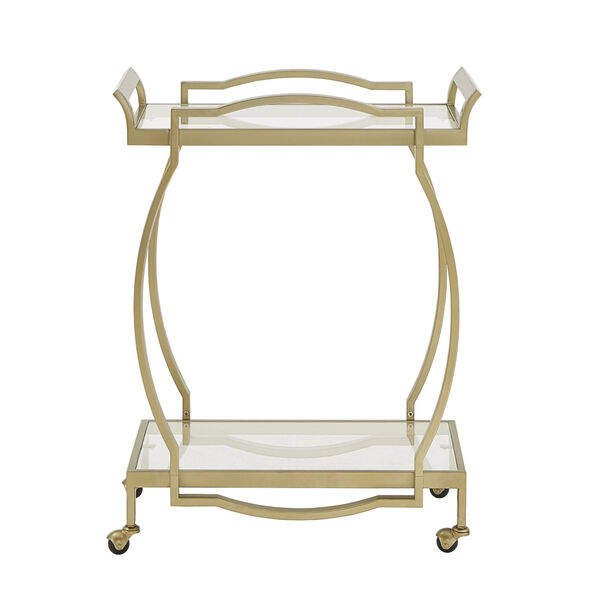 Lissa Gold and Tempered Glass Bar Carts, image 2