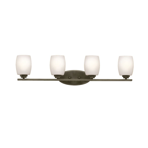 Eileen Olde Bronze Four-Light Bath Sconce with Satin Etched Glass, image 1