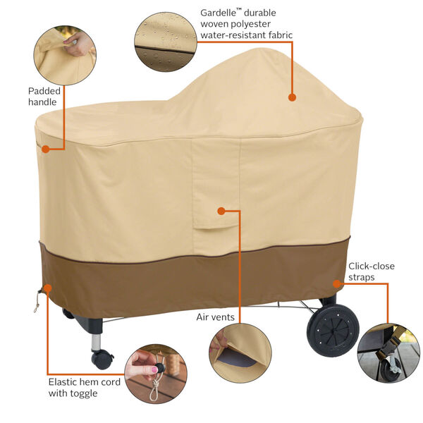 Ash Beige and Brown BBQ Grill Cover for Weber Performer, image 2