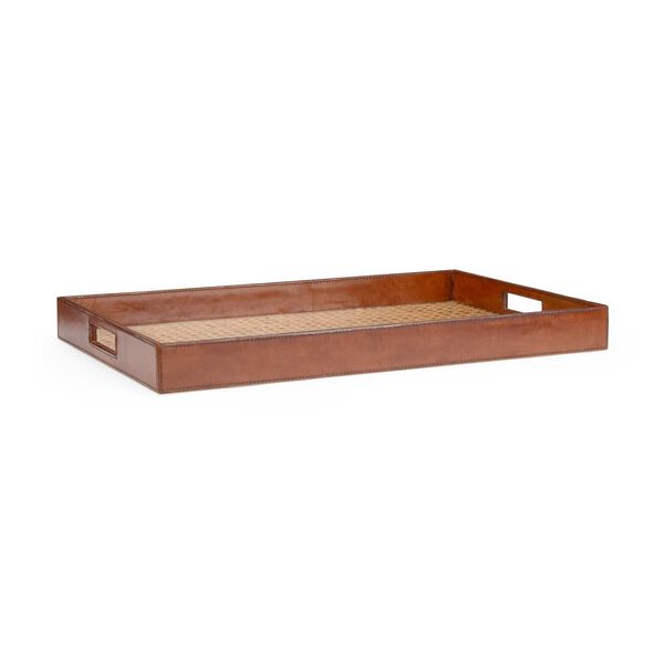Natural Cognac Leather Tray, image 1