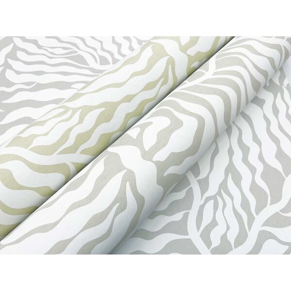 Fern Fronds Taupe White Wallpaper, image 5