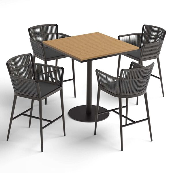 Nette and Travira Brown Black Five-Piece Square Bar Table and Nette Bar Chairs Set, image 2