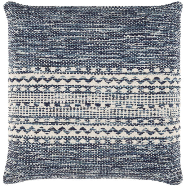 Ethan Cream and Bright Blue 18-Inch Pillow, image 1