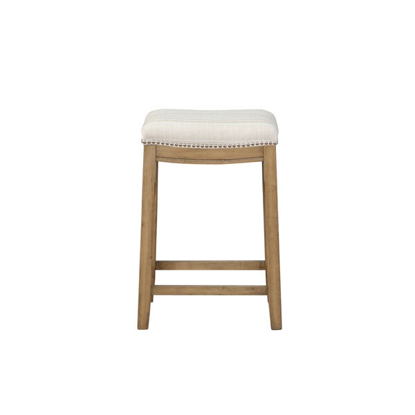 Hampton Linen Striped and Rustic Brown Counter Stool, image 4