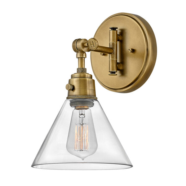 Arti Heritage Brass Plug-In 12-Inch One-Light Wall Sconce With Clear Glass, image 1