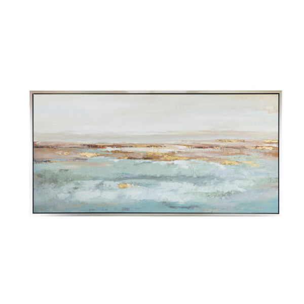 Ocean Day Oil Painting on Frame Blue and Gold 59 x 30-Inch Wall Art, image 2