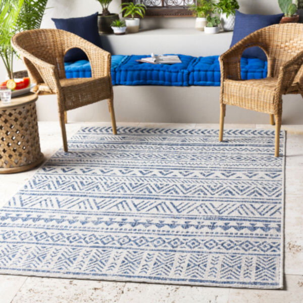 Eagean Denim, Navy and White Square: 6 Ft. 7 In. x 6 Ft. 7 In. Rug, image 2