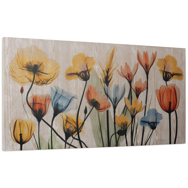 Floral Rainbow Giclee Printed on Hand Finished Ash Wood Wall Art, image 3