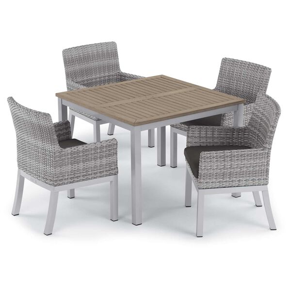 Travira and Argento Jet Black Five-Piece Outdoor Dining Table and Armchair Set, image 1