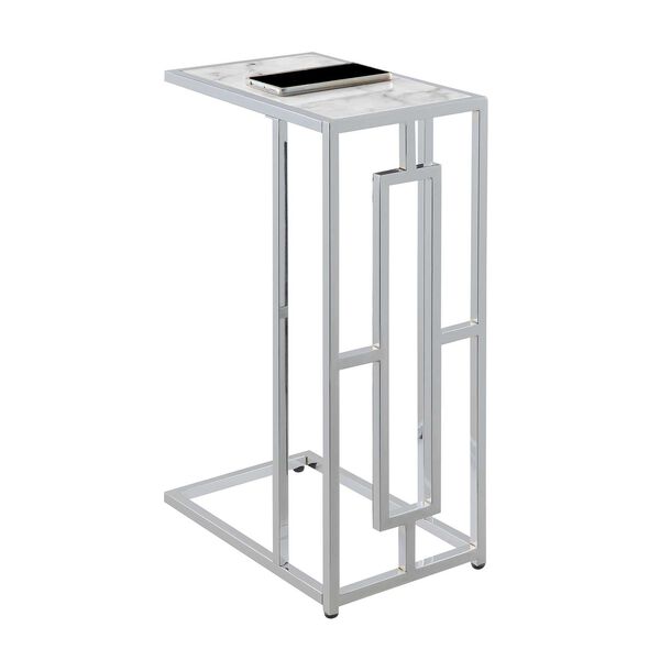 Town Square White Marble Chrome Marble C End Table, image 4