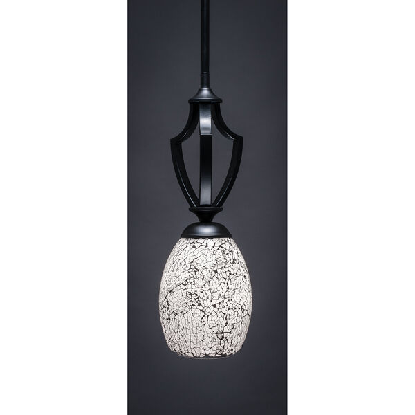 Zilo Matte Black 15-Inch One-Light Pendant with Short Black Fusion Glass, image 1