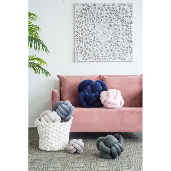 Pink Lamis Faux Velvet Knot Decorative Cushions, Set of Three, image 6