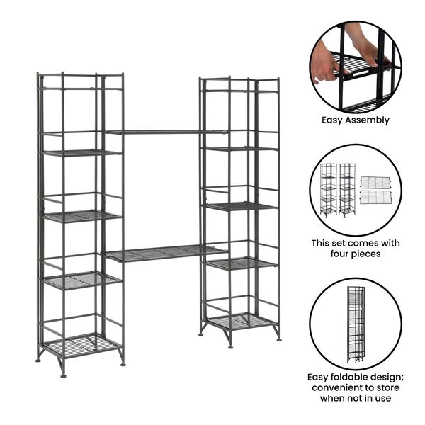 Xtra Storage Five-Tier Folding Metal Shelves with Set of Two Extension Shelves, image 4