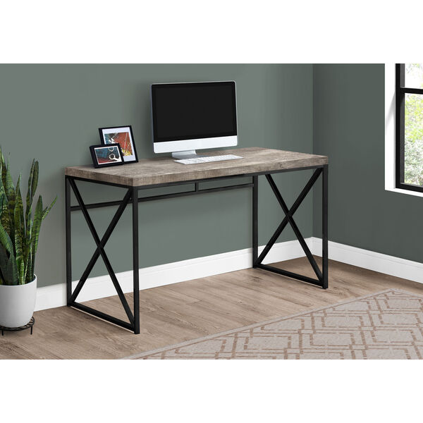 Taupe and Black 24-Inch Computer Desk with Crisscross Legs, image 2