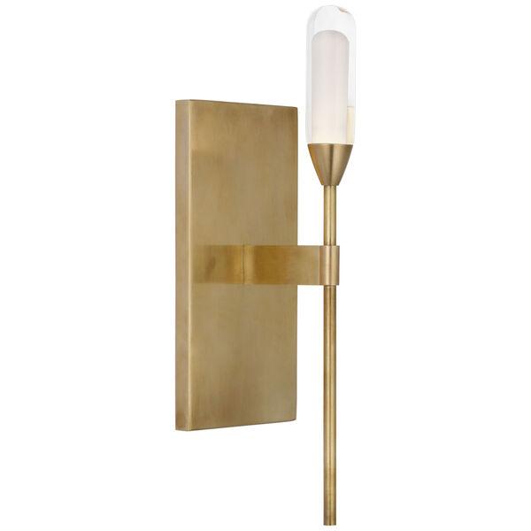 Overture Medium Sconce in Natural Brass with Clear Glass by Peter Bristol, image 1