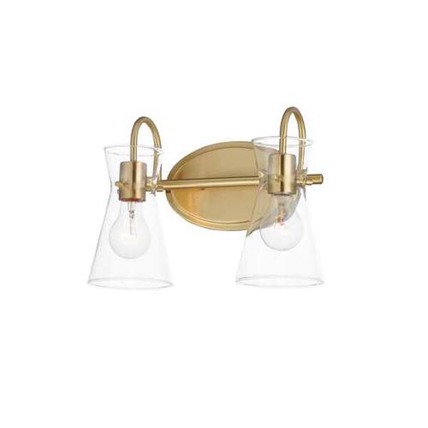 Ava Natural Aged Brass Two-Light Bath Vanity, image 1