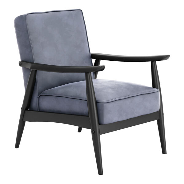 Rocky Gray and Black Velvet Arm Chair, image 1