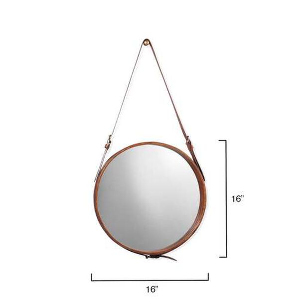 Round Leather 16-Inch Mirror, image 3