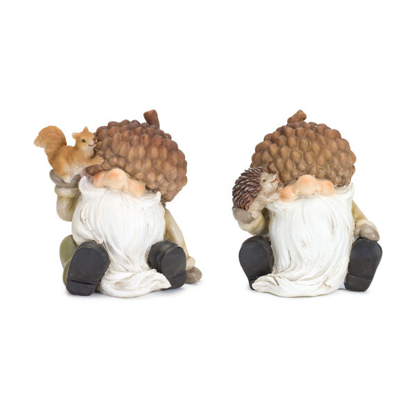 Brown Gnome with Acorn Hat Holiday Figurine, Set of Two, image 1