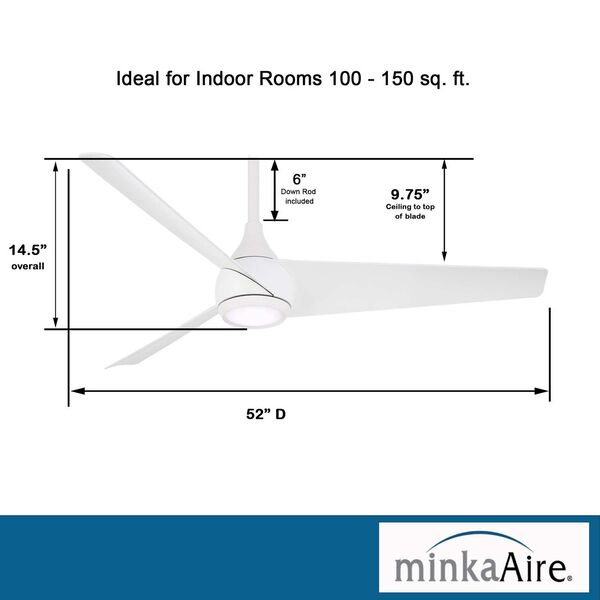 Twist Flat White 52-Inch Integrated LED Ceiling Fan, image 5