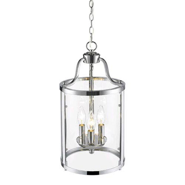 Evelyn Chrome Three-Light Mini Pendant with Clear Glass, image 3
