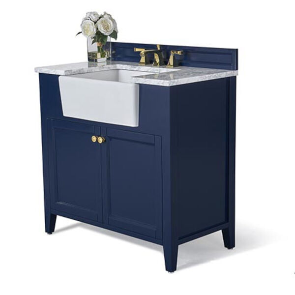 Adeline Heritage Blue 36-Inch Vanity Console with Farmhouse Sink, image 1