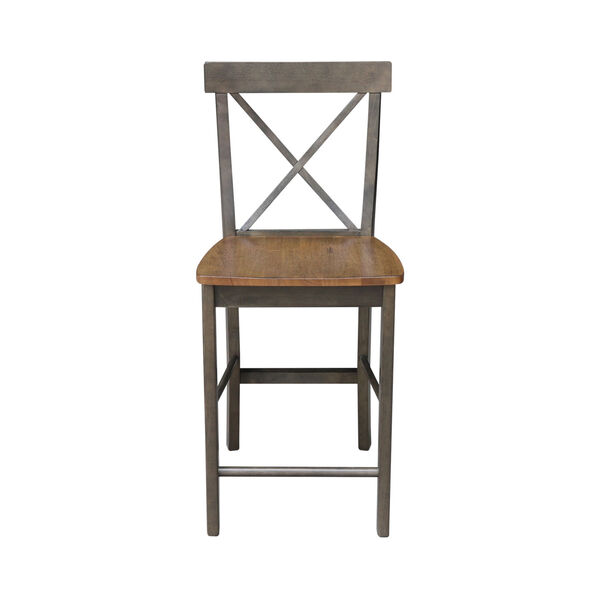 Hickory and Washed Coal X-Back Counterheight Stool, image 4
