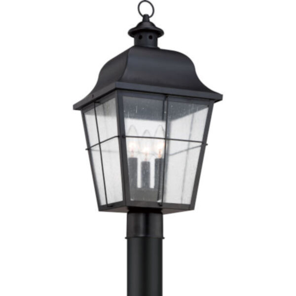 Bryant Black Three-Light Outdoor Post Mount with Clear Seedy Glass, image 5