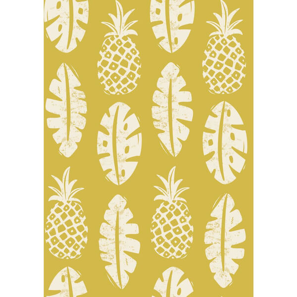 Pineapple Yellow White Peel and Stick Wallpaper, image 2