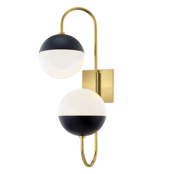 Renee Aged Brass and Black Two-Light Wall Sconce, image 1