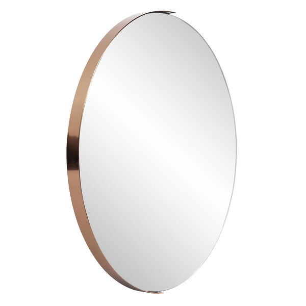 Dante Polished Rose Gold Round Wall Mirror, image 2