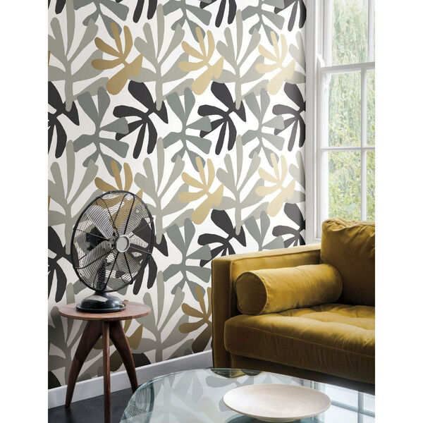 Risky Business III Black Gray Kinetic Tropical Peel and Stick Wallpaper, image 3