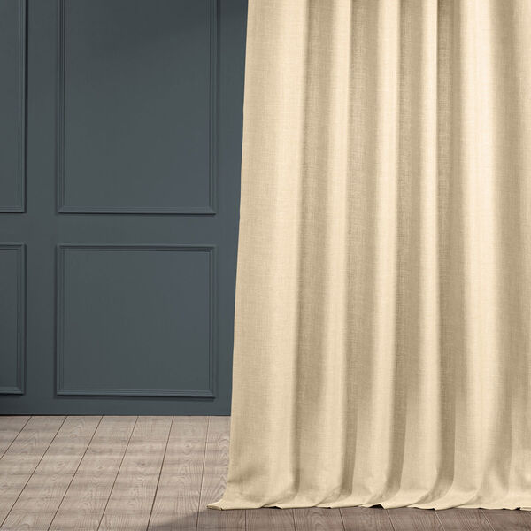 Italian Faux Linen Sepia Beige 50 in W x 84 in H Single Panel Curtain, image 6