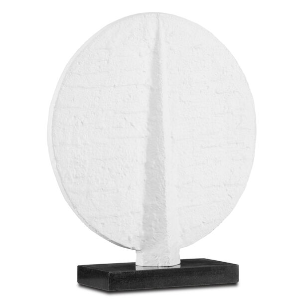 Darshi Gesso White and Black 17-Inch Disc on Granite Base, image 2